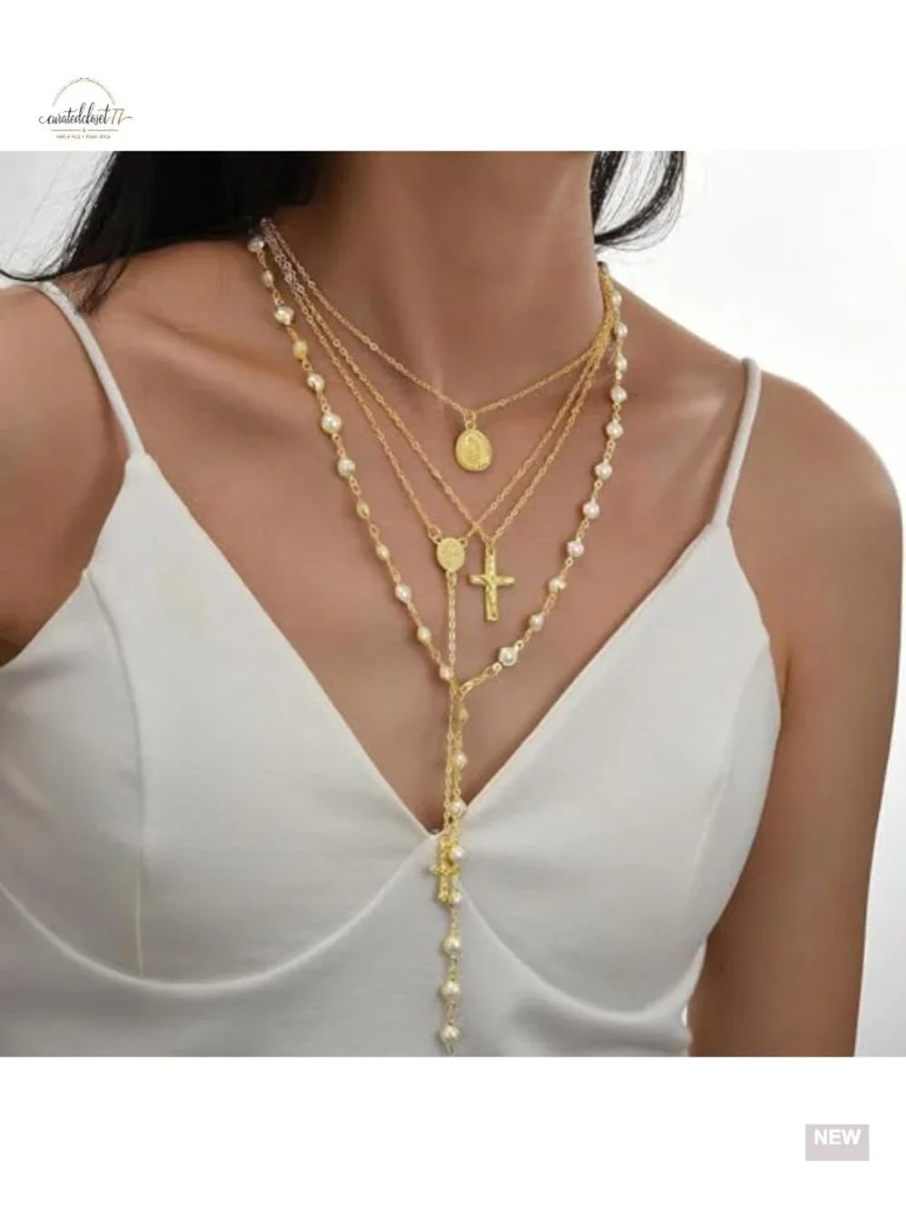 Layered Dainty Drop Y Shaped Pendant Necklace Set